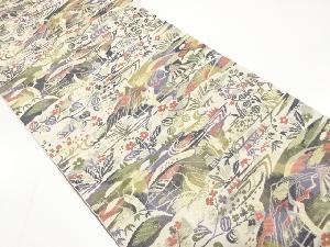 田舎風景模様織り出し　名古屋帯